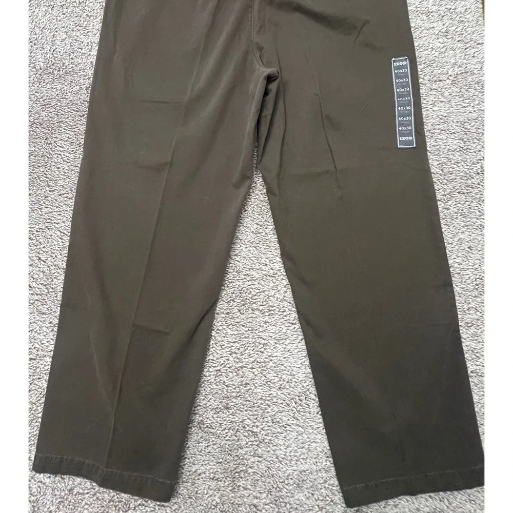 IZOD Men's Vintage Chino Pants 40x30 Brown Straight Leg 100% Cotton NWT